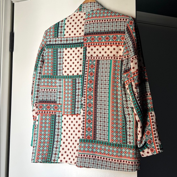 Zara OVERSIZED satin Colorful Geometric Blazer - Picture 5 of 5